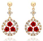 Buy Crunchy Fashion Crystal Embellished Red Flowers Earrings - Purplle