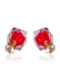 Buy Crunchy Fashion Crystal Rosy Dual Sided Earrings - Purplle