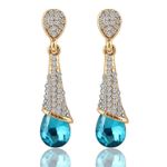 Buy Crunchy Fashion Crystalline Drops Aqua Earrings - Purplle