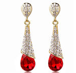 Buy Crunchy Fashion Crystalline Drops Red Earrings - Purplle