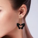 Buy Crunchy Fashion Dangling Black Butterfly Earrings - Purplle