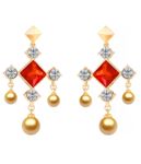 Buy Crunchy Fashion Glowing Crystal Rosy Pearl Earrings - Purplle