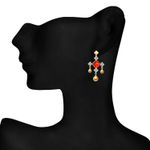 Buy Crunchy Fashion Glowing Crystal Rosy Pearl Earrings - Purplle
