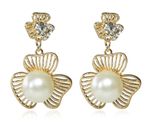 Buy Crunchy Fashion Golden Duplet Flower Pearl Drop Earrings - Purplle