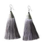 Buy Crunchy Fashion Grey Long Tassel Earrings for Women - Purplle