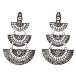 Buy Crunchy Fashion Oxidised Silver Fan Shaped Chandelier Earrings for Girls - Purplle
