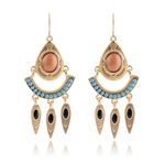 Buy Crunchy Fashion Peach Blue Tribal Esoteric Earrings - Purplle