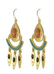 Buy Crunchy Fashion Peach Blue Tribal Esoteric Earrings - Purplle