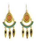 Buy Crunchy Fashion Peach Blue Tribal Esoteric Earrings - Purplle