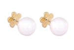 Buy Crunchy Fashion Pearl & Flower Dual Stud Earrings - Purplle
