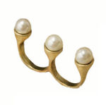 Buy Crunchy Fashion Pearl Double Finger Ring - Purplle
