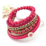 Buy Crunchy Fashion Pink Ocean Beads Multilayer Bangles Set - Purplle