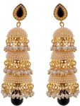 Buy Crunchy Fashion Pool Of Pearls Black 3 Tier Jhumki - Purplle