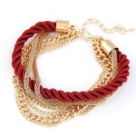 Buy Crunchy Fashion Red & Golden MultiLayer Chain Bracelet - Purplle