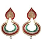 Buy Crunchy Fashion Red Green Motif ChandBali Earrings - Purplle