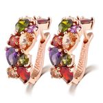 Buy Crunchy Fashion Sparkling Colors Flowerets Vine Swiss Cubic Zirconia Clip-On Earrings - Purplle