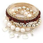 Buy Crunchy Fashion Stone and Pearl Banges Set - Purplle