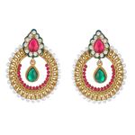 Buy Crunchy Fashion The Aquamarine Scarlet ChandBali Earrings - Purplle