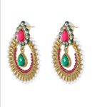 Buy Crunchy Fashion The Aquamarine Scarlet ChandBali Earrings - Purplle