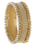 Buy Crunchy Fashion Traditional Gold Platted Pearl Polki Bangle Set - Purplle