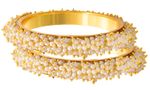 Buy Crunchy Fashion Traditional Gold Platted Pearl Polki Bangle Set - Purplle