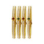 Buy Crunchy Fashion Traditional Gold Platted Pearl Studded Bangle Set - Purplle