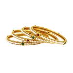 Buy Crunchy Fashion Traditional Gold Platted Pearl Studded Bangle Set - Purplle