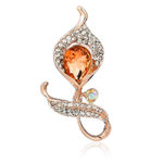 Buy Crunchy Fashion Twinkling Peach Crystal leaf Brooch for Men & Women - Purplle