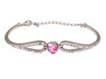 Buy Crunchy Fashion Valentine Special Pink Heart Austrain Crystal Bracelet - Purplle