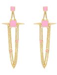 Buy Crunchy Fashion Voguish Squarish Soft Pink Layered Earrings - Purplle