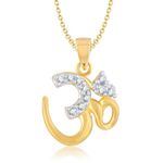 Buy Lishmark Traditional Alloy Jewelry Om Shape Pendant Gold & Rhodium Polished With Chain - Purplle