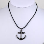 Buy Lishmark Fashion Jewelry Black Anchor Pendant Black Leather Necklace 18? - Purplle