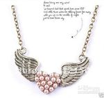 Buy Lishmark New Jewelry Fashion Pearl Heart Wings Retro Pendant Sweater Chain Necklace - Purplle