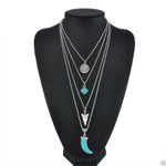 Buy Lishmark Europe Bobo Style Arrow Moon Turquoise Pendant Multi-Layer Retro Necklace Chain - Purplle