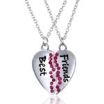 Buy Lishmark Hot Best Friends Friendship Necklace Half Heart Pink Crystal Cute Charms Choker - Purplle