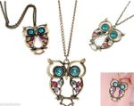 Buy Lishmark New Retro Fashion Vintage Rhinestone Crystal Big Owl Pendant Chain Necklace - Purplle