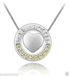 Buy Lishmark Chic Jewelry Yellow Crystal Heart Circle Pendant Silver Plated Chain Necklace - Purplle