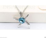 Buy Lishmark Ladies High Quality Blue Crystal Star Pendant Silver Plated Chain Necklace - Purplle