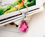 Buy Lishmark Womens 9K White Gold Filled Cz & Plum Red Crystal Stone Necklace With Pendant - Purplle