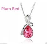 Buy Lishmark Womens 9K White Gold Filled Cz & Plum Red Crystal Stone Necklace With Pendant - Purplle