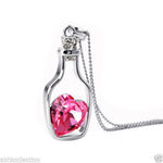Buy Lishmark Fhollow Drift Bottle Plum Red Heart Crystal Rhinestone Cz Love Pendant Necklace - Purplle