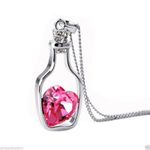 Buy Lishmark Fhollow Drift Bottle Plum Red Heart Crystal Rhinestone Cz Love Pendant Necklace - Purplle