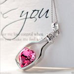 Buy Lishmark Fhollow Drift Bottle Plum Red Heart Crystal Rhinestone Cz Love Pendant Necklace - Purplle