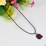 Buy Lishmark Fashion Jewelry Silver Red Leaf Pendant Black Leather Necklace 18? - Purplle