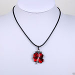 Buy Lishmark Fashion Jewelry Silver Red Leaf Pendant Black Leather Necklace 18? - Purplle