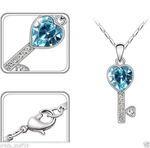 Buy Lishmark Womens 9K White Gold Filled & Crystal Necklace With Key Pendant Fashion Jewelry - Purplle