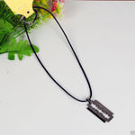Buy Lishmark Fashion Jewelry Silver Color Shaving Knife Pendant Black Leather Necklace 18? - Purplle