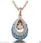 Buy Lishmark Crazy Stuff Womens 9K Yellow Gold Filled Aaa Cz Blue Necklace With Pendant - Purplle