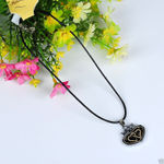 Buy Lishmark Fashion Jewelry Alloy Silver Color Heart Love Pendant Black Leather Ropenecklace - Purplle