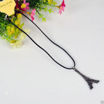 Buy Lishmark Fashion Jewelry Black Eiffel Town Pendant Black Leather Necklace 18? - Purplle